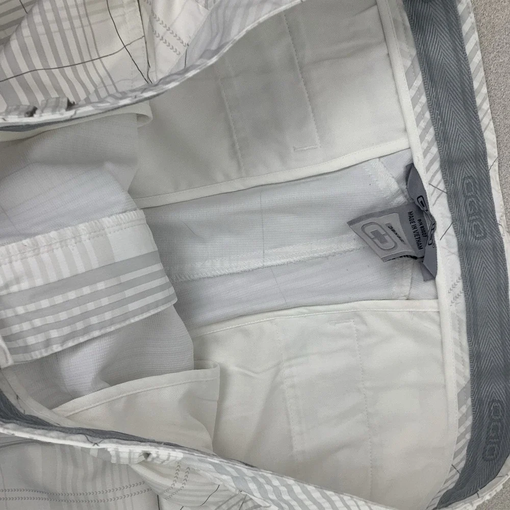 Ogio Golf Pants‎ Tag 36x32 (Measure 36x27.5) White Gray Plaid Stretch